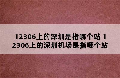 12306上的深圳是指哪个站 12306上的深圳机场是指哪个站